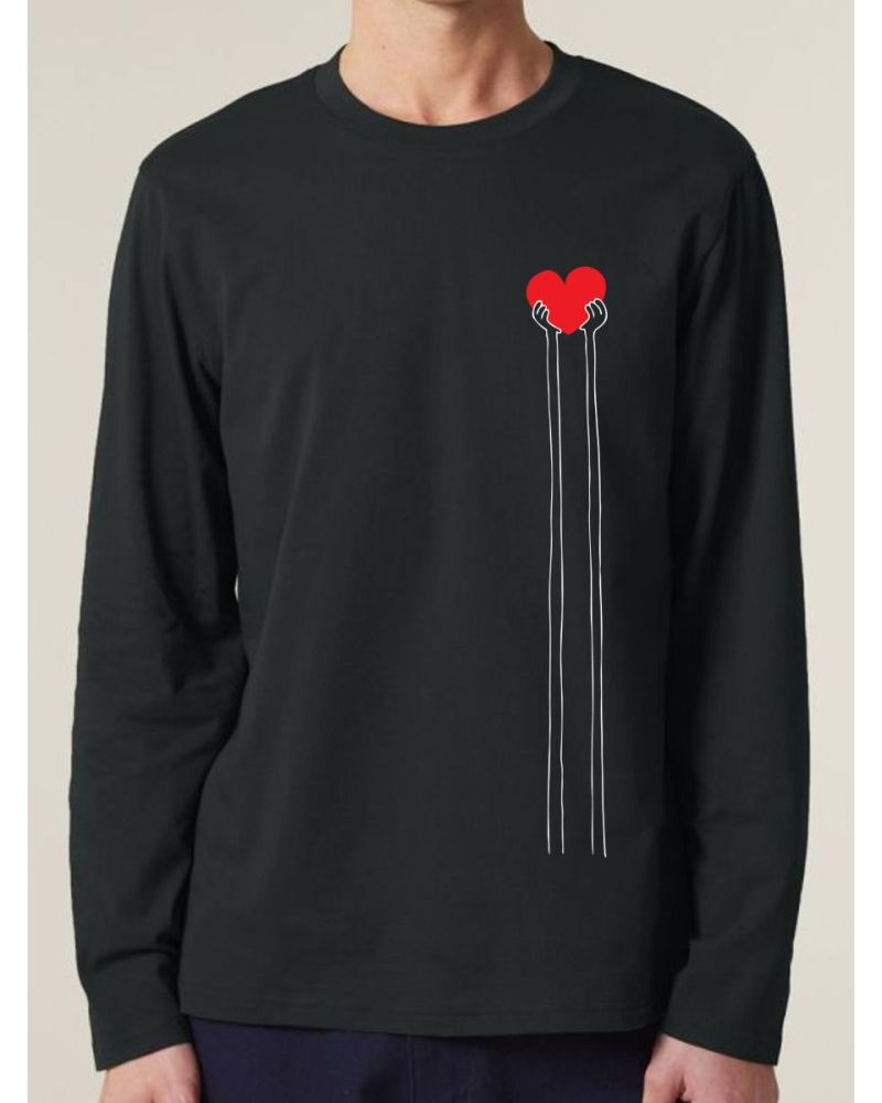 T-shirt manches longues homme "mains cœur"