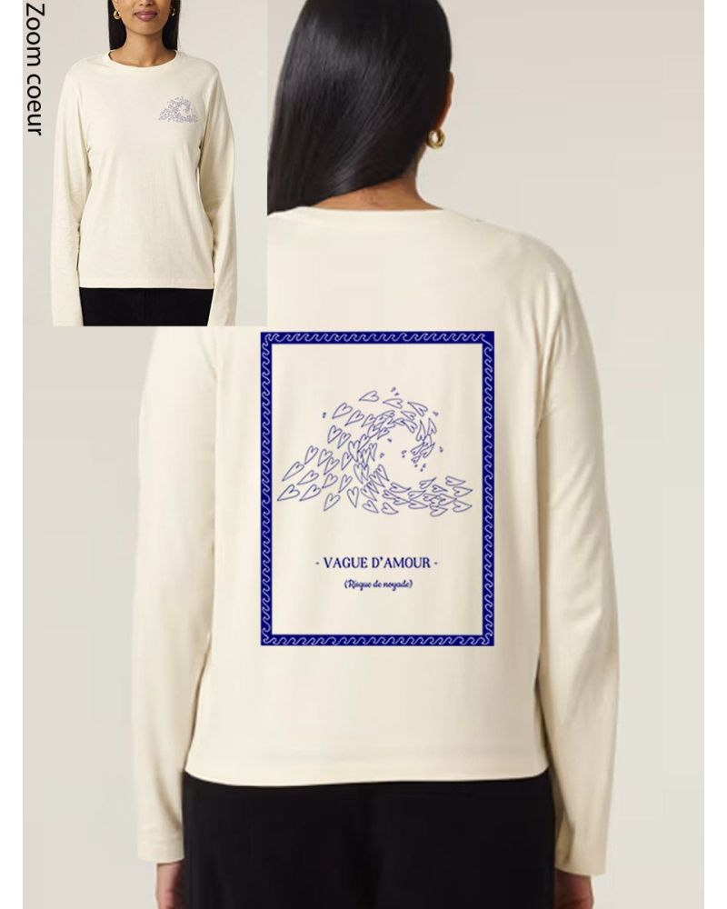 T-SHIRT FEMME MANCHES LONGUES "VAGUE D'AMOUR" BY ALELIER SALÉ