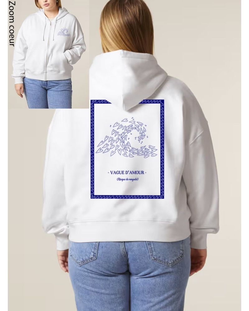 SWEAT FEMME ZIPÉ "VAGUE D'AMOUR" BY ATELIER SALÉ