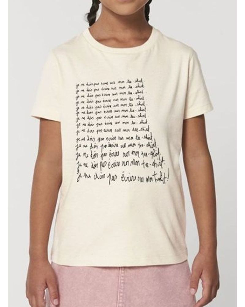 Tee shirt enfant "je ne dois pas ecrire sur mon tee shirt"