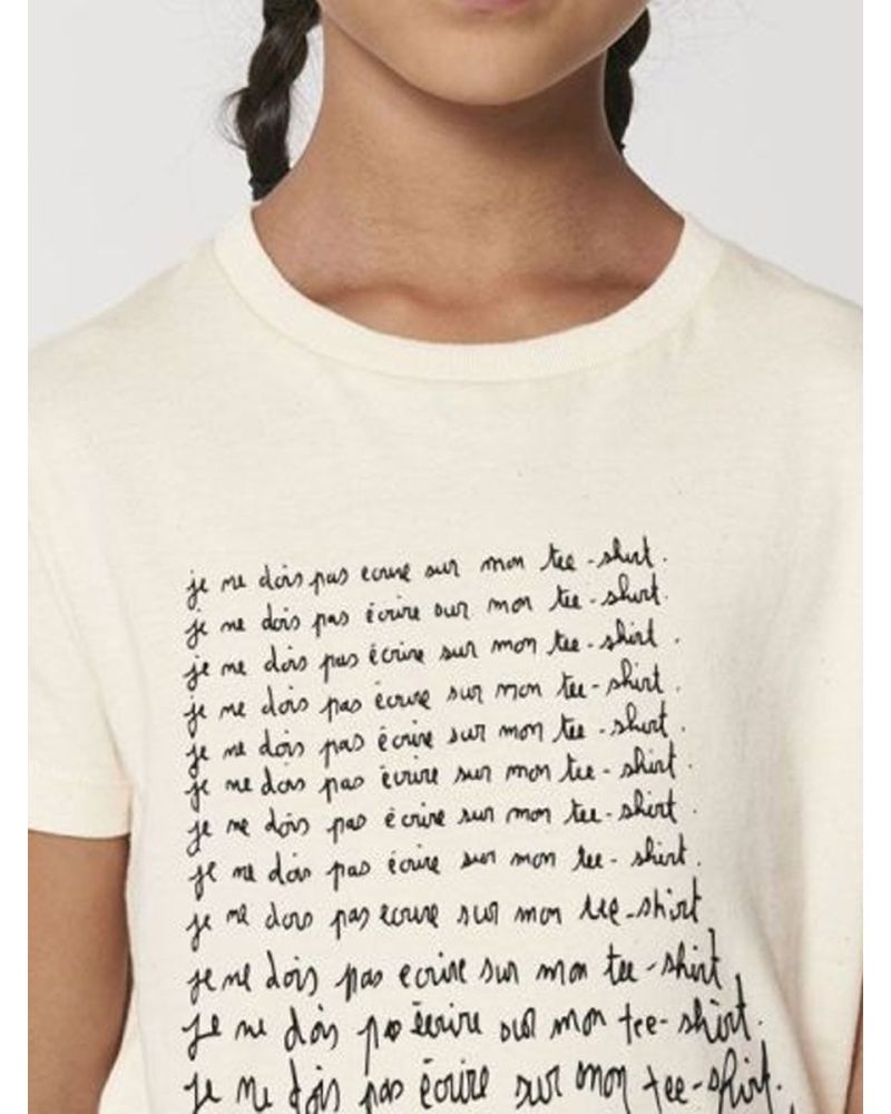 Tee shirt enfant "je ne dois pas ecrire sur mon tee shirt"