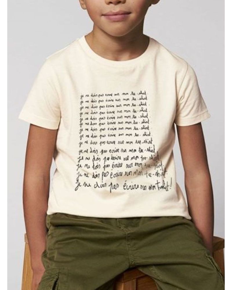 Tee shirt enfant "je ne dois pas ecrire sur mon tee shirt"