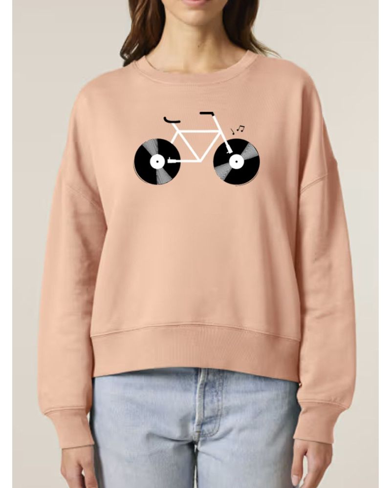SWEAT FEMME COL ROND "VELO VINYLE"